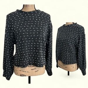 New In - Black Polka Dot Sweater Top, Size Small PTP 22”